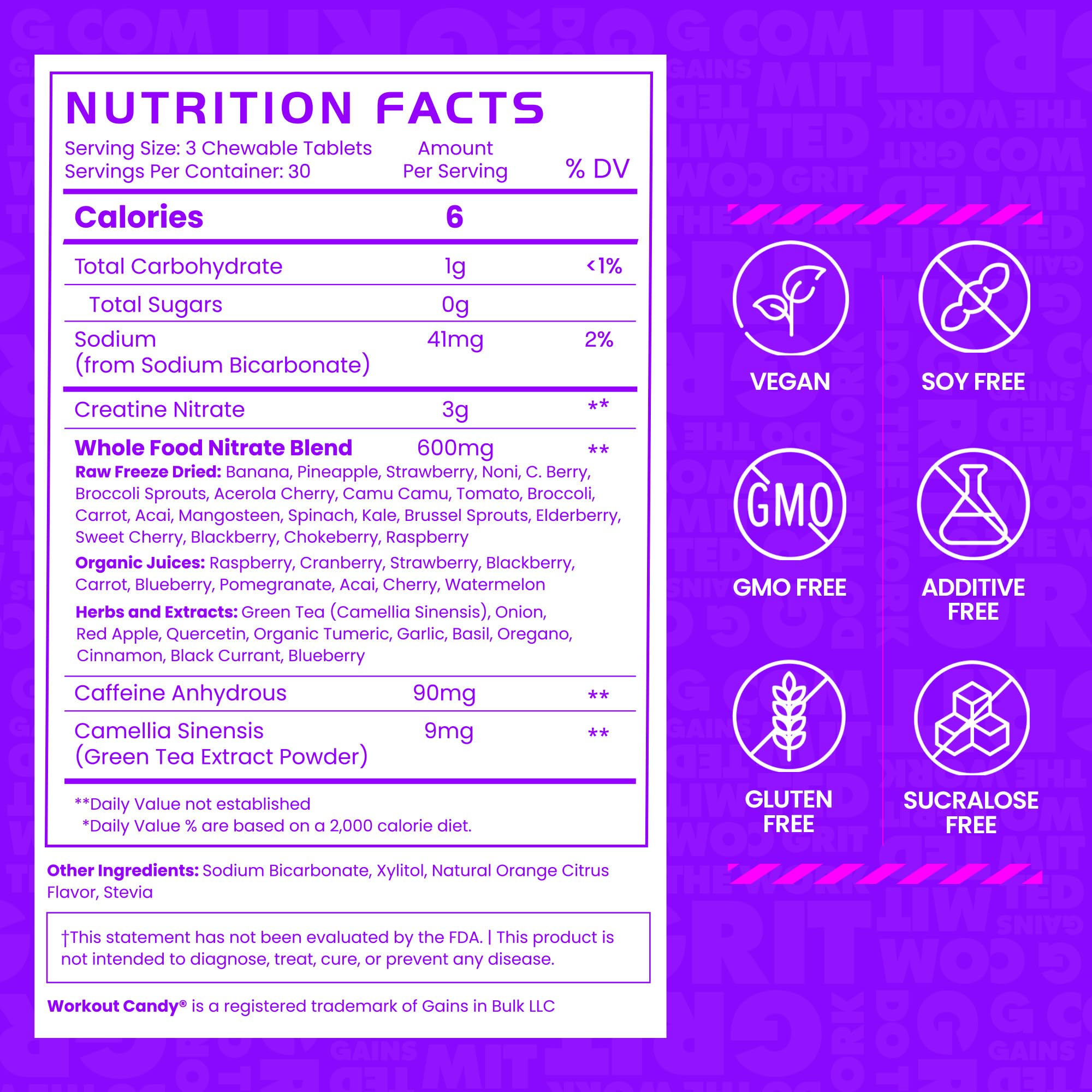 GAINS IN BULK Natural Caffeine chews highlight clean energy without jitters