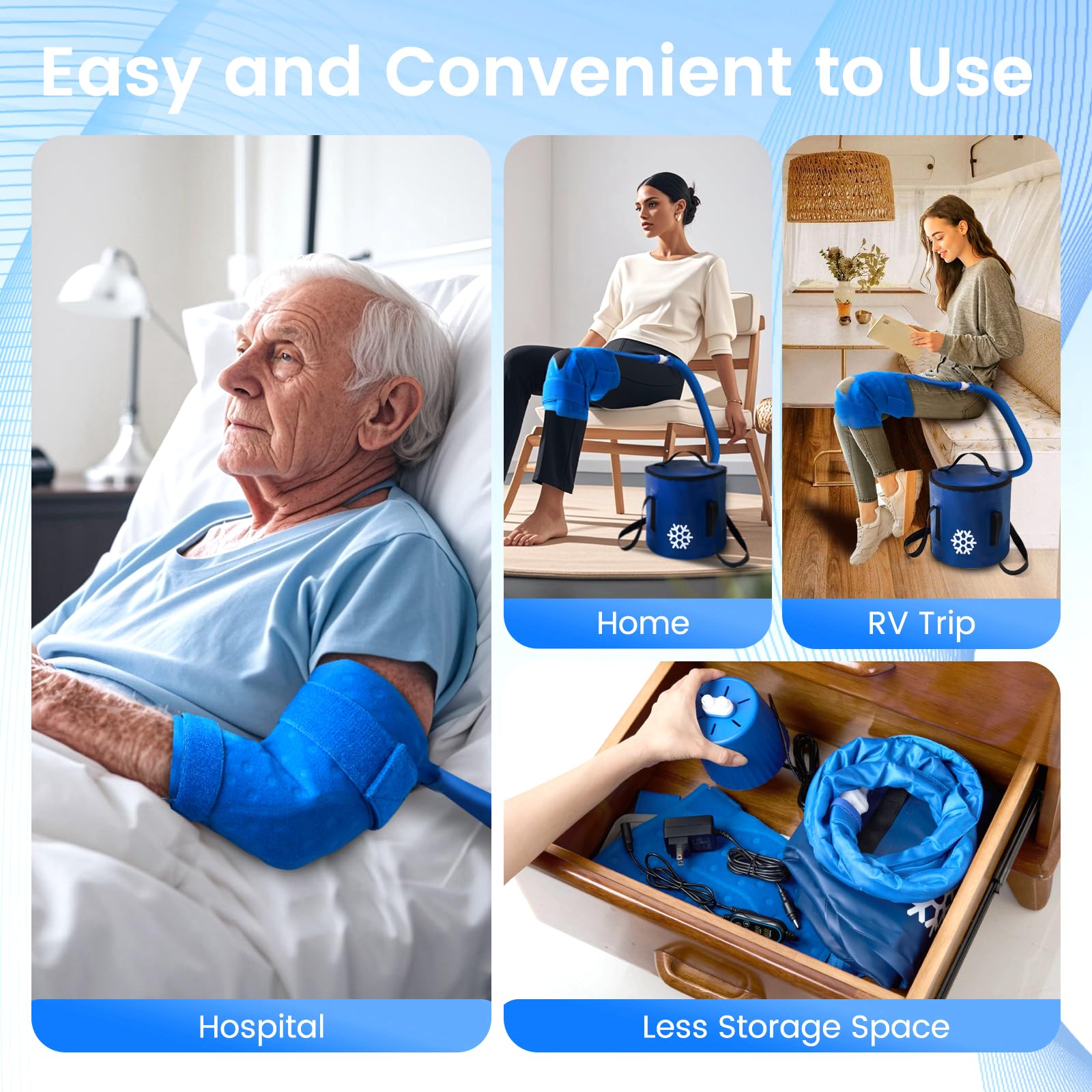GALINAND foldable leak-proof bucket supports extended cold therapy.