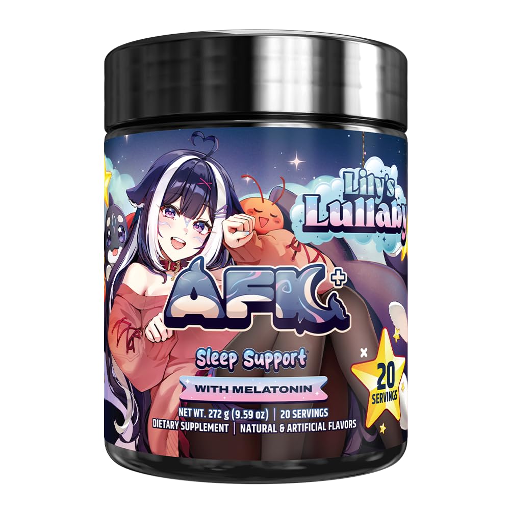 Gamer Supps AFK+ Lily's Lullaby hot cocoa bottle with keto-friendly sleep support.