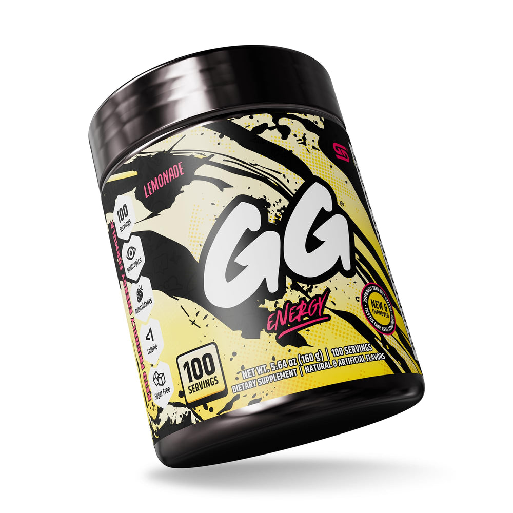 Gamer Supps GG Energy Lemonade scoop prepared for quick mixing.