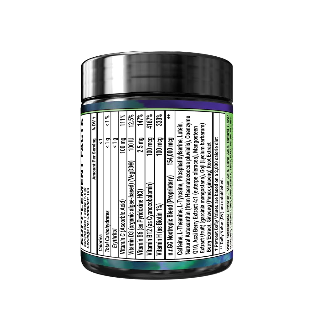 Front packaging showing 100 servings and value per scoop for Gamer Supps GG.