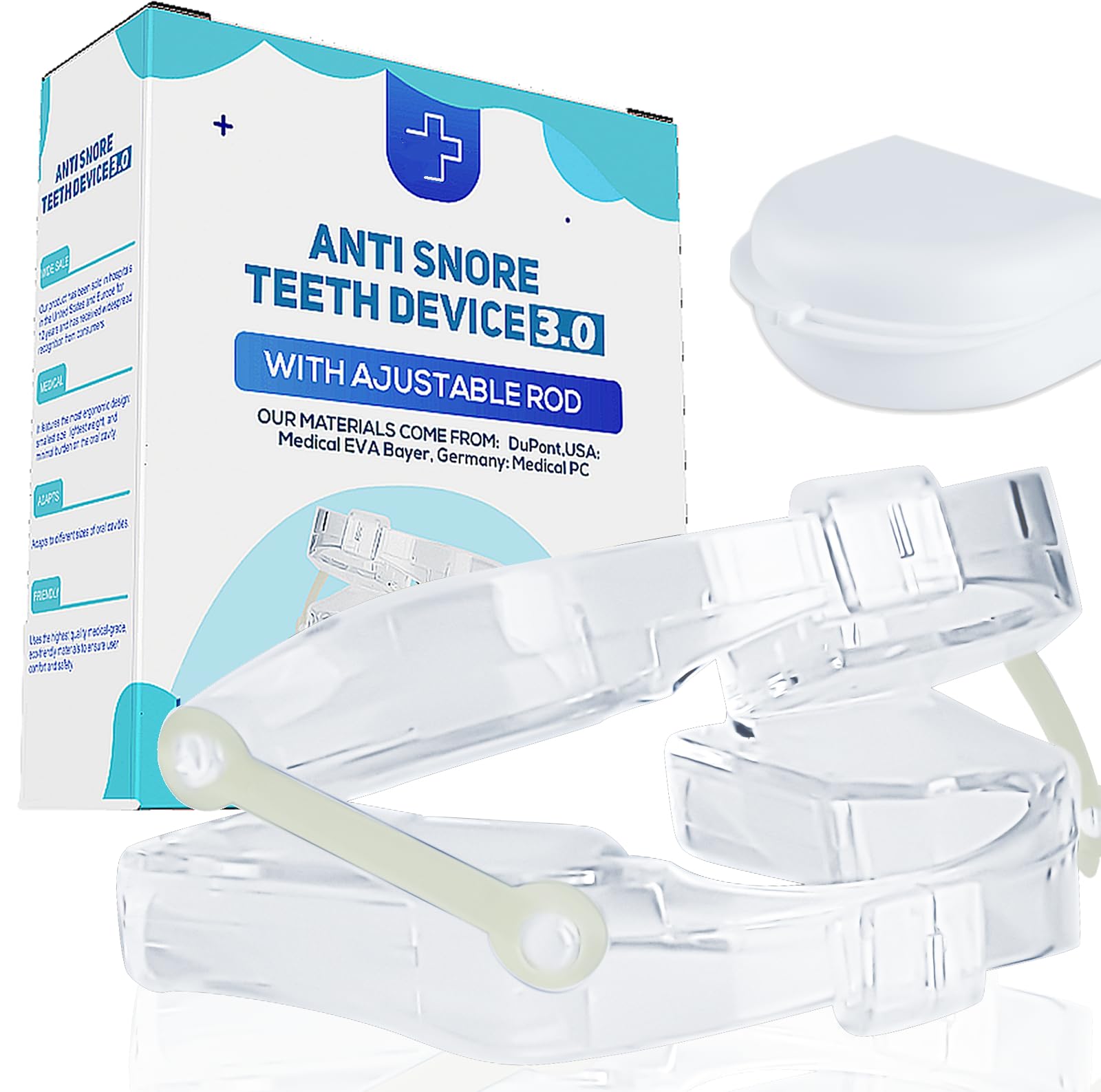 Ganberdey Anti-Snore Mouthguard+ on a clean counter, ready to wear for a calmer night.