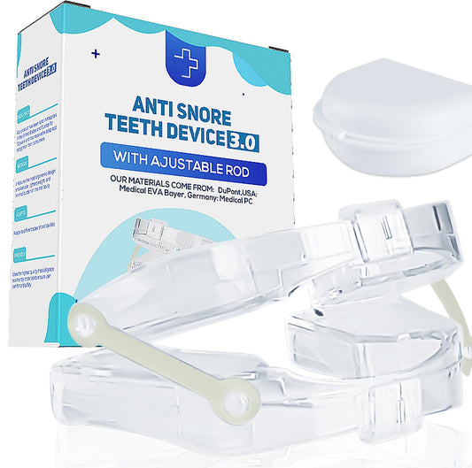 Ganberdey Anti-Snore Mouthguard+ on a clean counter, ready to wear for a calmer night.