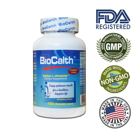 GANGAN BioCalth chewable tablet closeup highlights strawberry flavor.