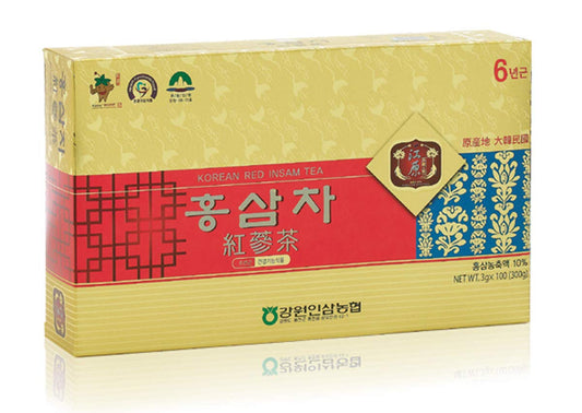 Gangwoninsam packaging highlights premium Gangwon-do origin for daily tea rituals.