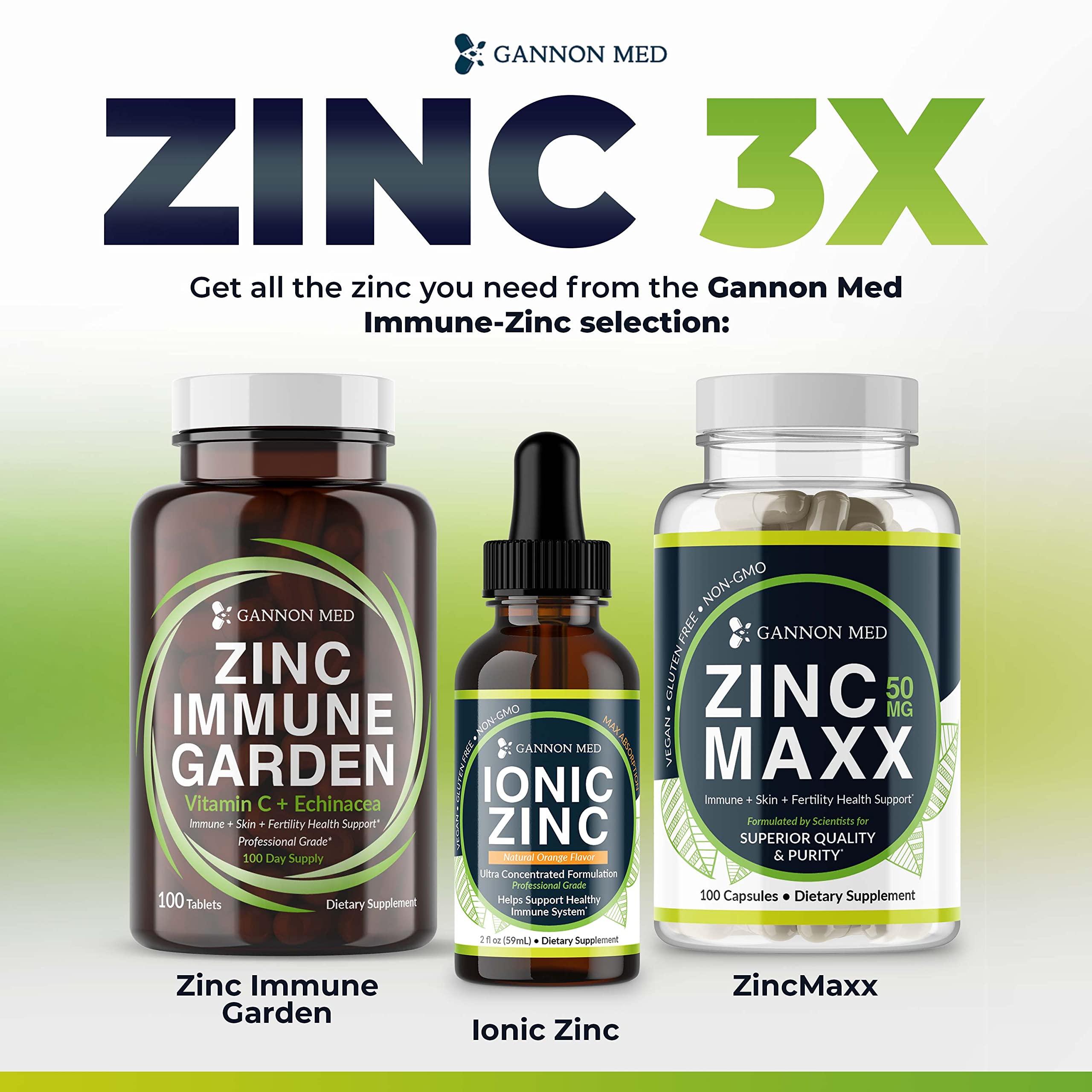 GANNON MED Zinc Maxx amber bottle signals premium quality and ingredient protection.