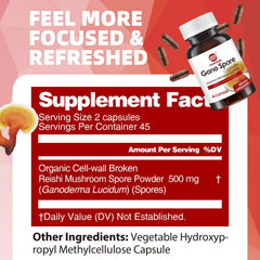 GANOHERB Reishi capsules label detail with organic certification