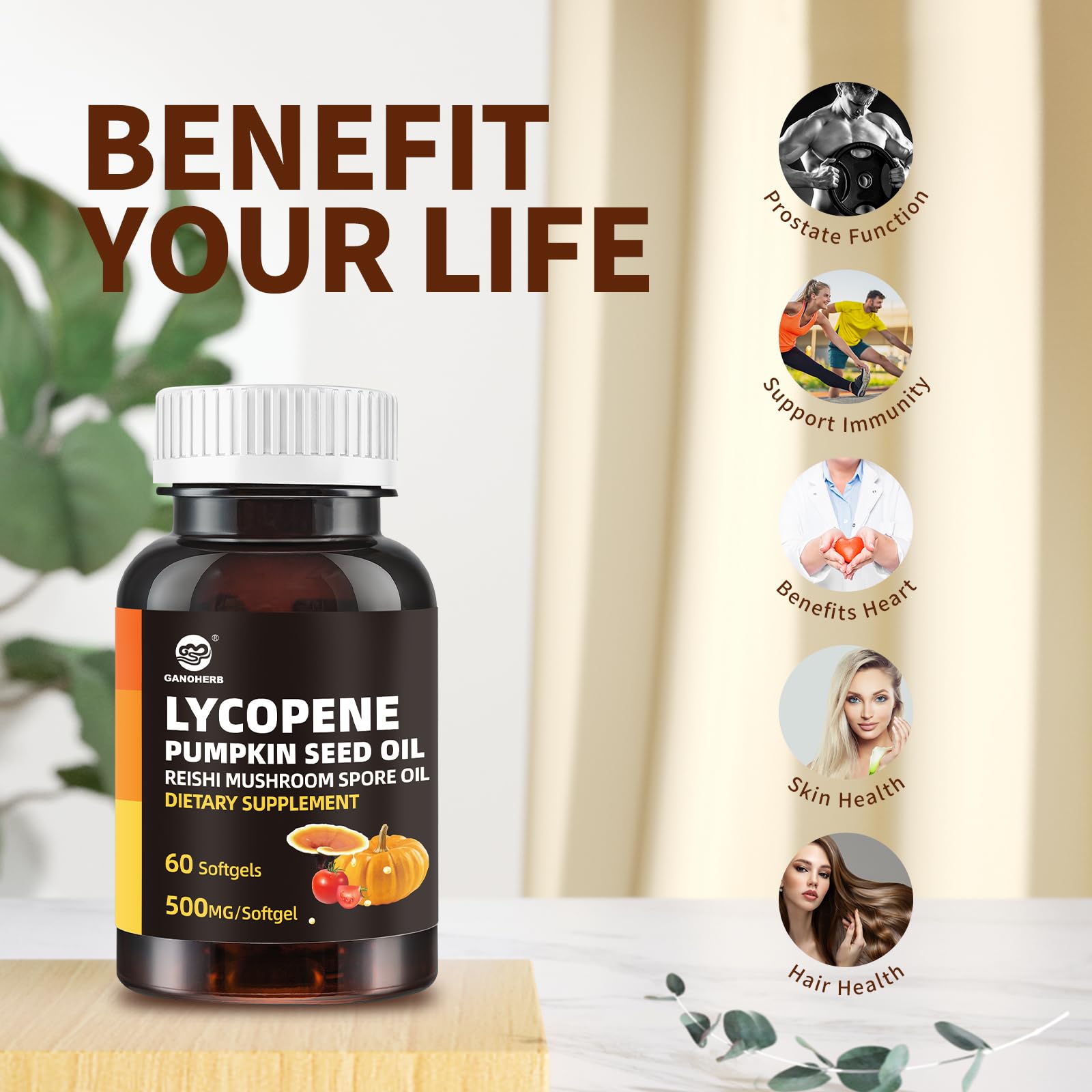 GANOHERB Reishi spore oil bottle suggesting overall wellness support