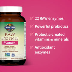 Garden of Life RAW Enzymes lipase and lactase closeup for fat and lactose digestion