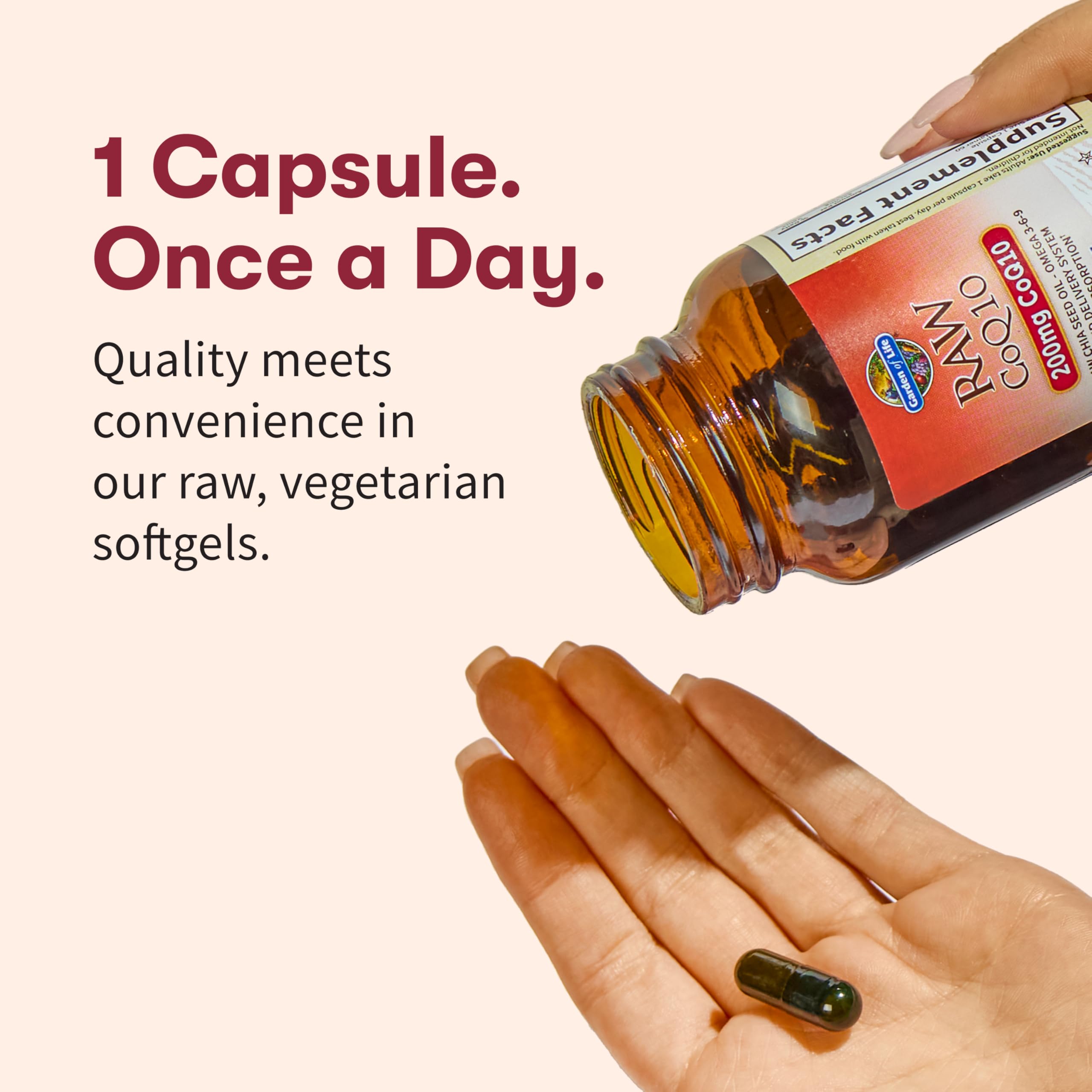 Garden of Life 60 capsules bottle shown with label details.