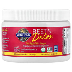 Garden of Life BEETS Detox label with certifications for USDA Organic and vegan
