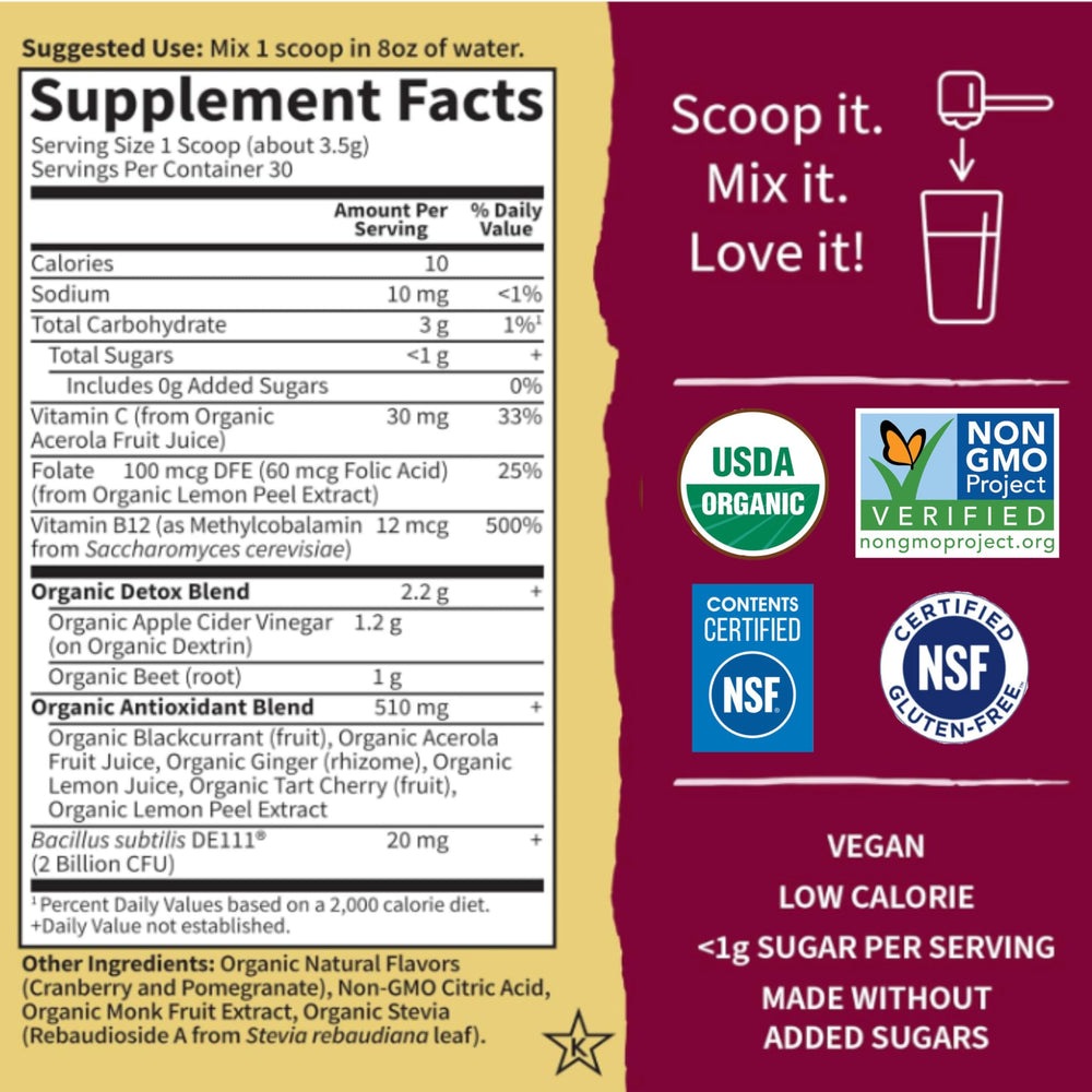 Garden of Life BEETS Detox probiotic DE111 symbol highlighting 2 billion CFU