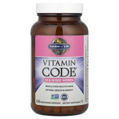 Garden of Life bottle capsules close-up, raw multivitamin for women 50+