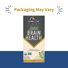 Close-up of Brain Health capsules highlighting organic ingredients for mental wellness