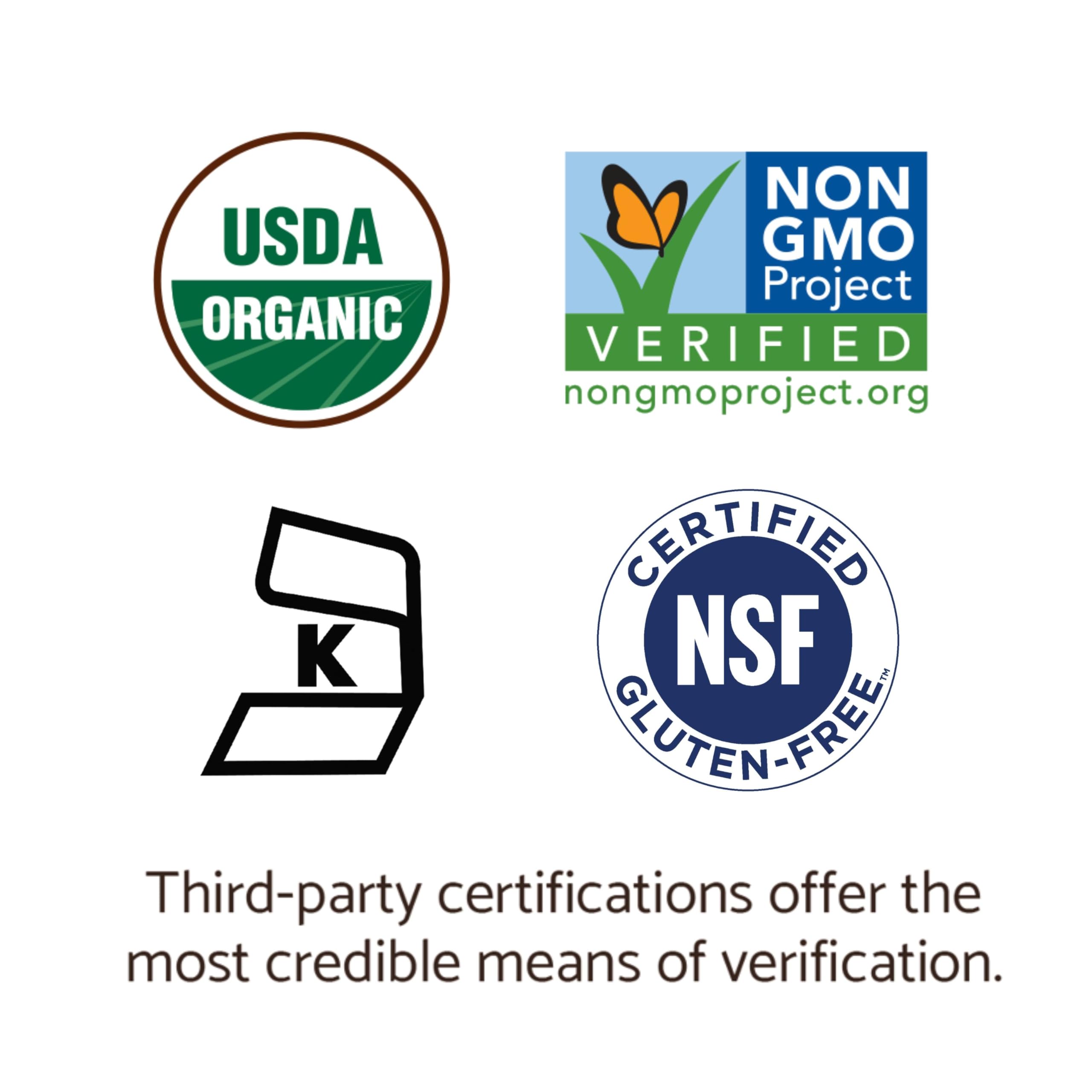 Garden of Life label highlights organic, non-GMO, vegan, gluten-free certifications.