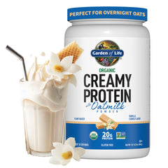 Garden of Life Creamy Plant Protein Vanilla Cookie tub for daily plant-based protein