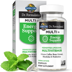 Garden of Life Dr. Formulated Multi+ Energy bottle front promotes daily energy support