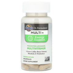 Garden of Life Dr. Formulated Multi+ Energy capsules close-up shows quality capsules