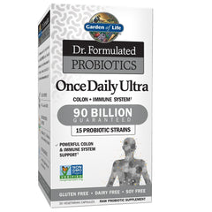 Garden of Life Dr. Formulated Probiotics Once Daily Ultra bottle front supports daily digestive balance.