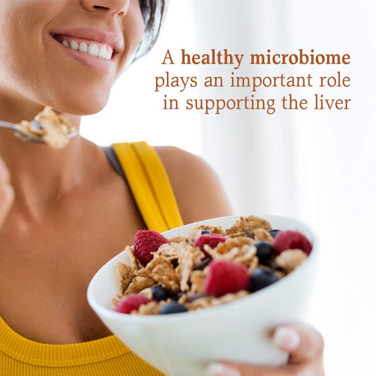 Garden of Life Liver Health+ capsules close-up highlighting probiotic count.