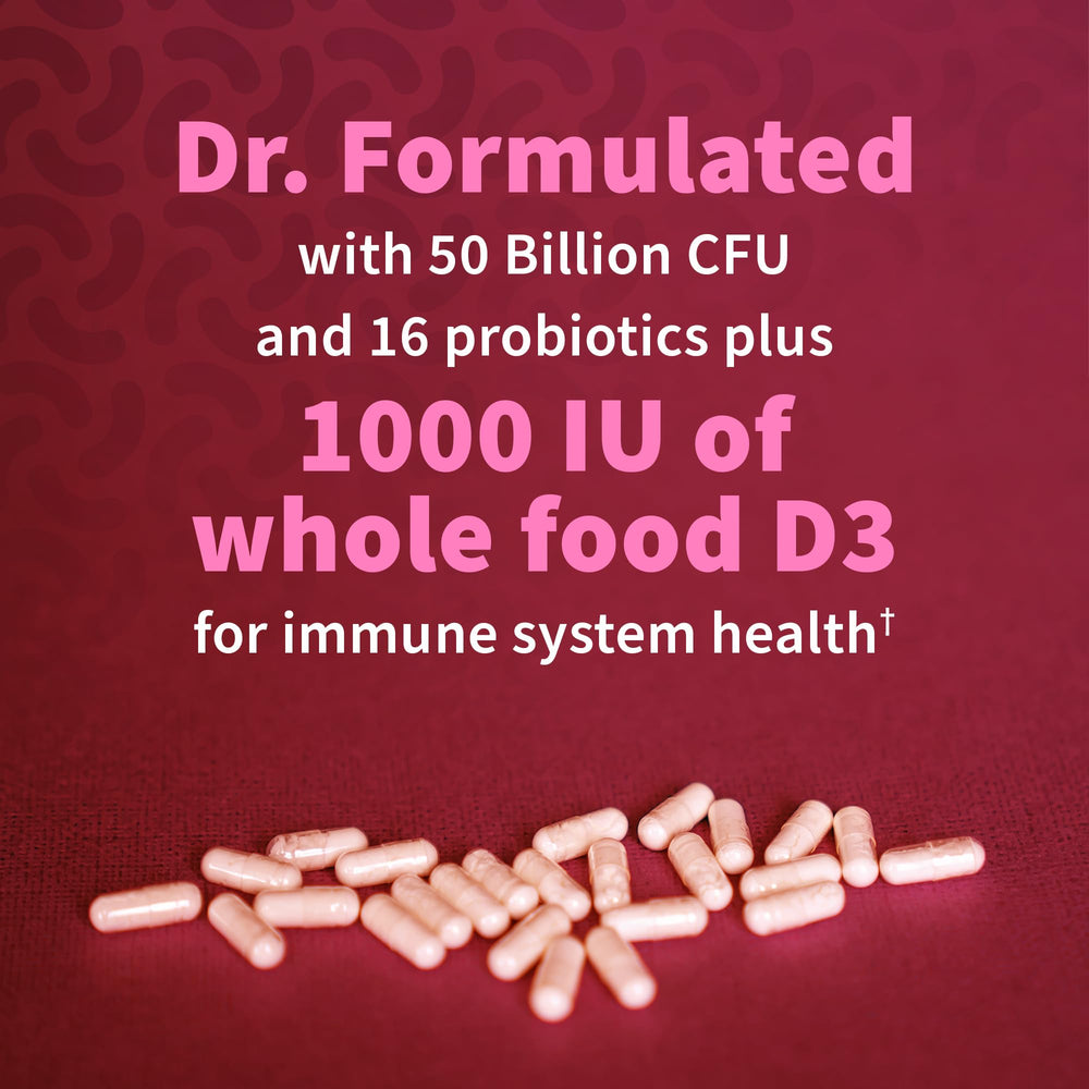 Garden of Life Dr Formulated Urinary Tract+ vitamin D3 capsule closeup illustrates daily immune support
