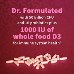 Garden of Life Dr Formulated Urinary Tract+ vitamin D3 capsule closeup illustrates daily immune support