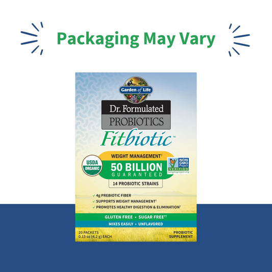 Garden of Life Fitbiotic label highlights 14 probiotic strains for gut health
