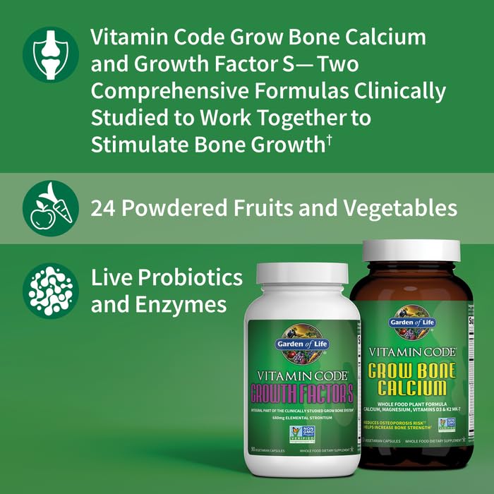 Garden of Life Grow Bone capsules close-up for daily vegetarian supplementation