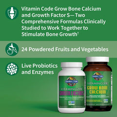 Garden of Life Grow Bone capsules close-up for daily vegetarian supplementation