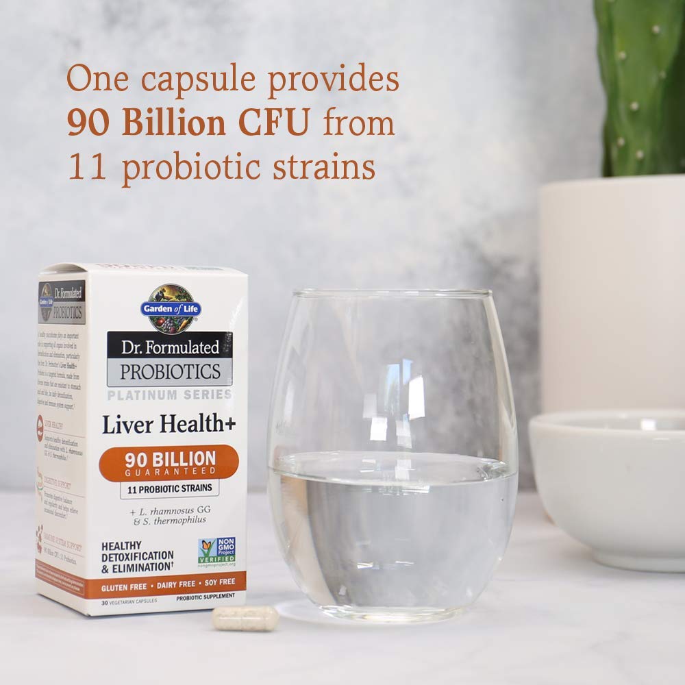 Garden of Life Liver Health+ on a kitchen counter with a healthy routine.