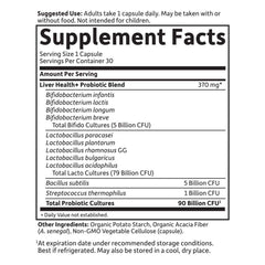 Garden of Life Liver Health+ label details 11 probiotic strains.