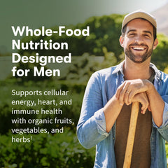 Garden of Life Men's Multivitamin with organic fruits and vegetables for daily nutrition.