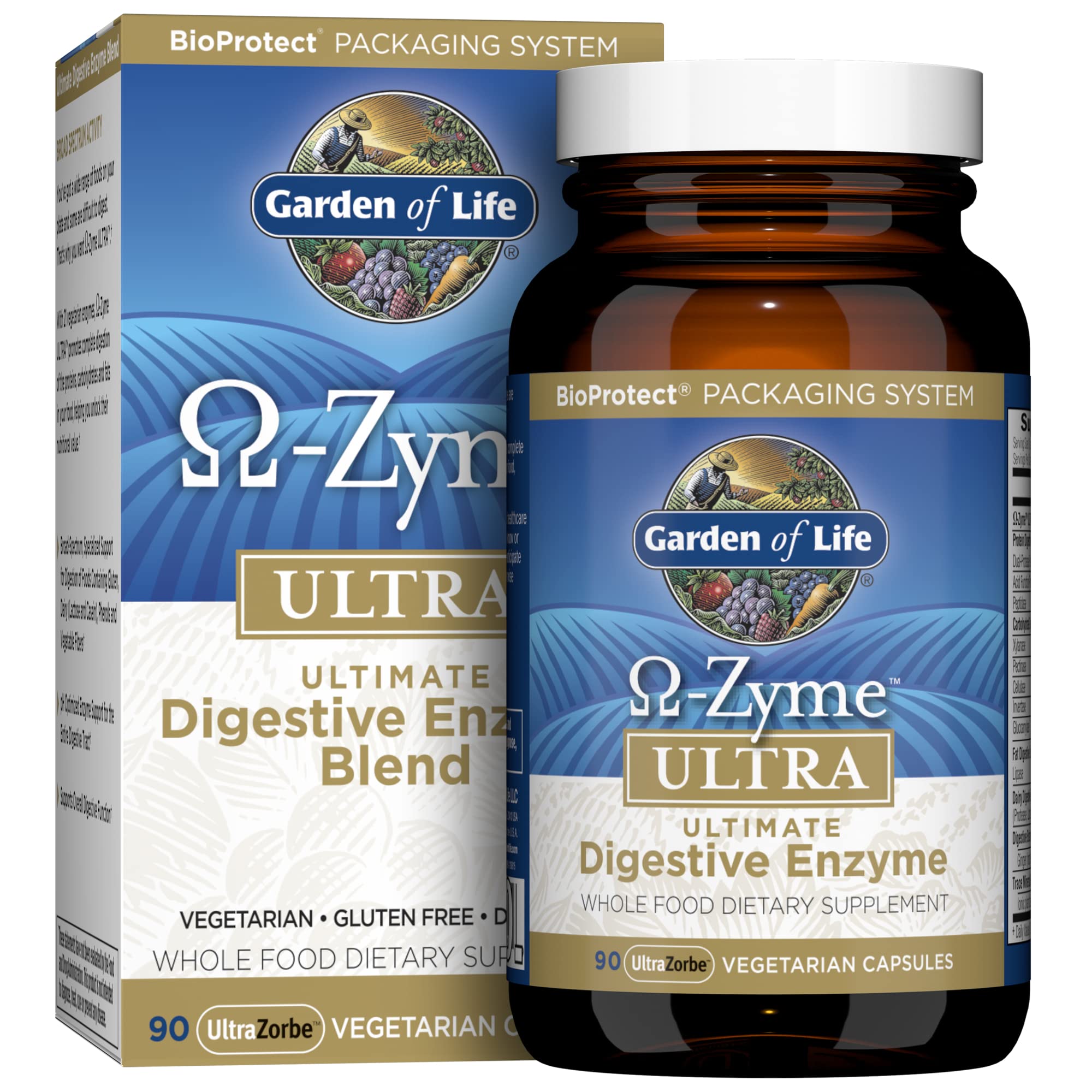 Garden of Life Omega-Zyme Ultra bottle front promotes digestion support