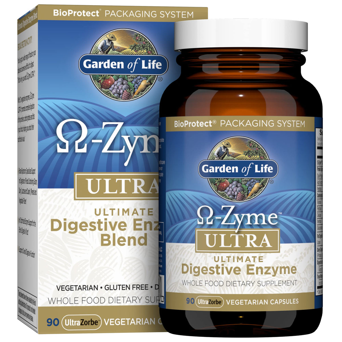 Garden of Life Omega-Zyme Ultra bottle front promotes digestion support
