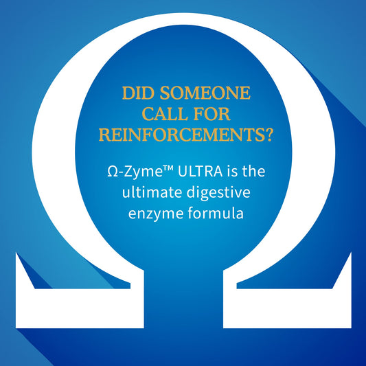 Garden of Life Omega-Zyme Ultra capsules close-up showing vegetarian enzyme blend.