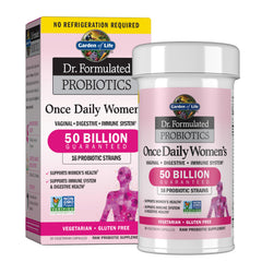 Garden of Life Once Daily Probiotics for Women bottle showing 50B CFU and 16 strains