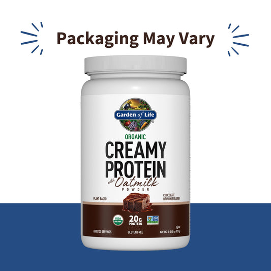Garden of Life organic protein ingredients label highlighting sprouted grains for clean nutrition.