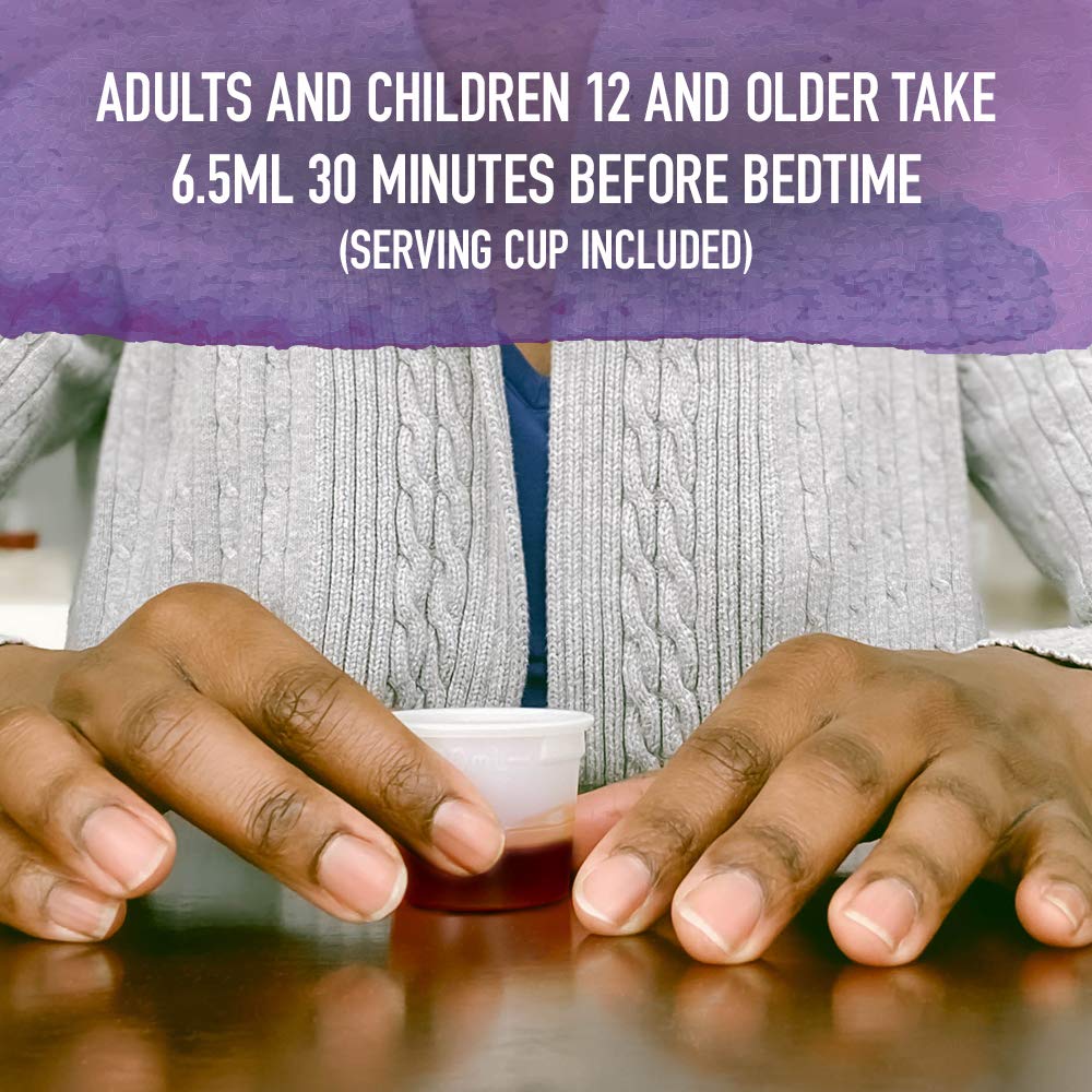 Sleep blend with chamomile and valerian in Garden of Life Organics syrup for evenings.