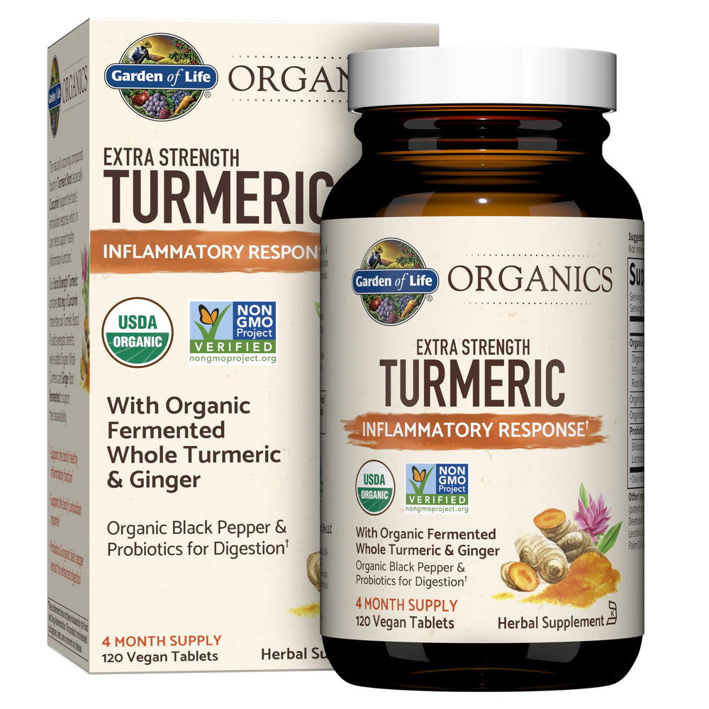 Garden of Life Organics Extra Strength Turmeric bottle for daily support