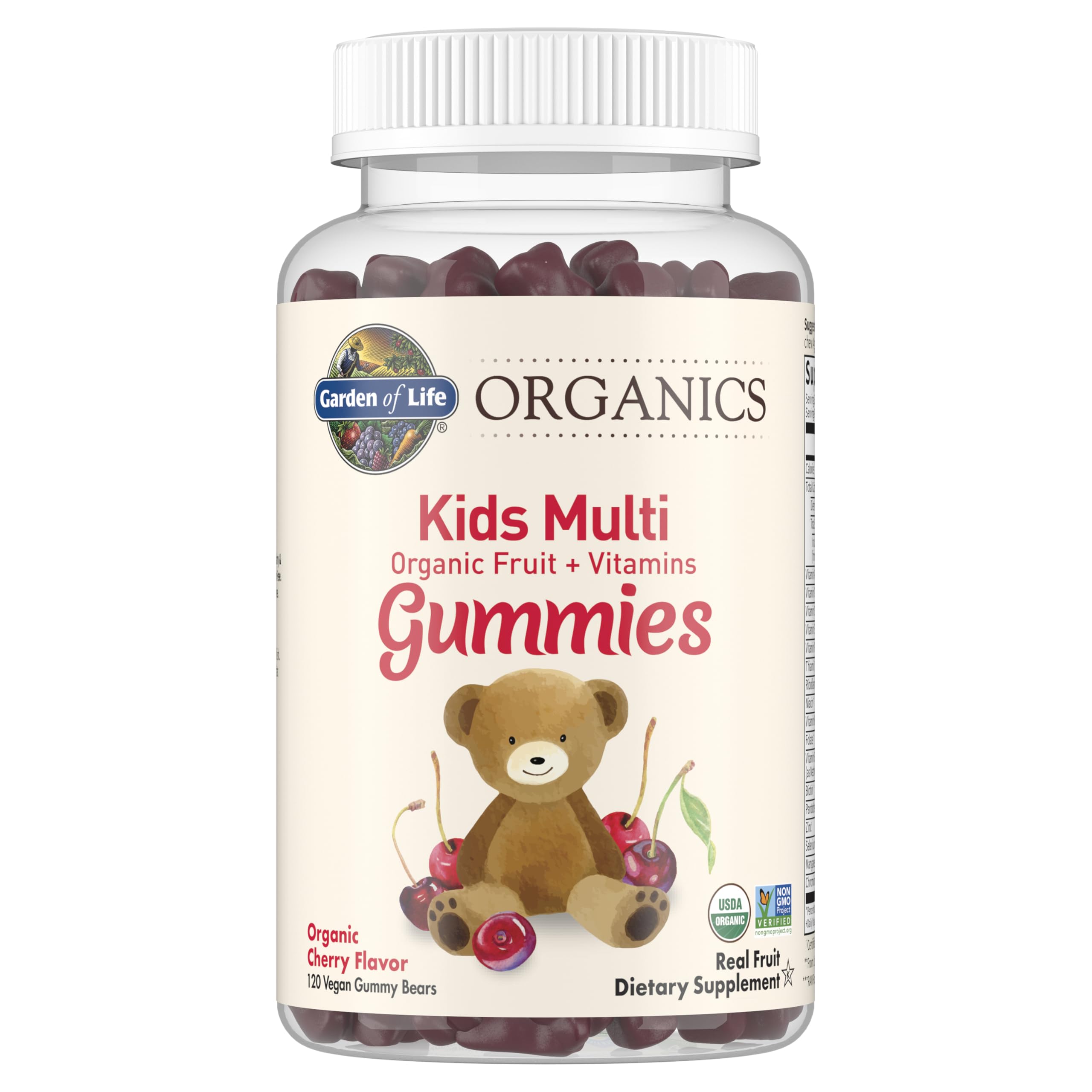 Garden of Life Organics Kids Multi Gummies bottle shown for convenient daily nutrition