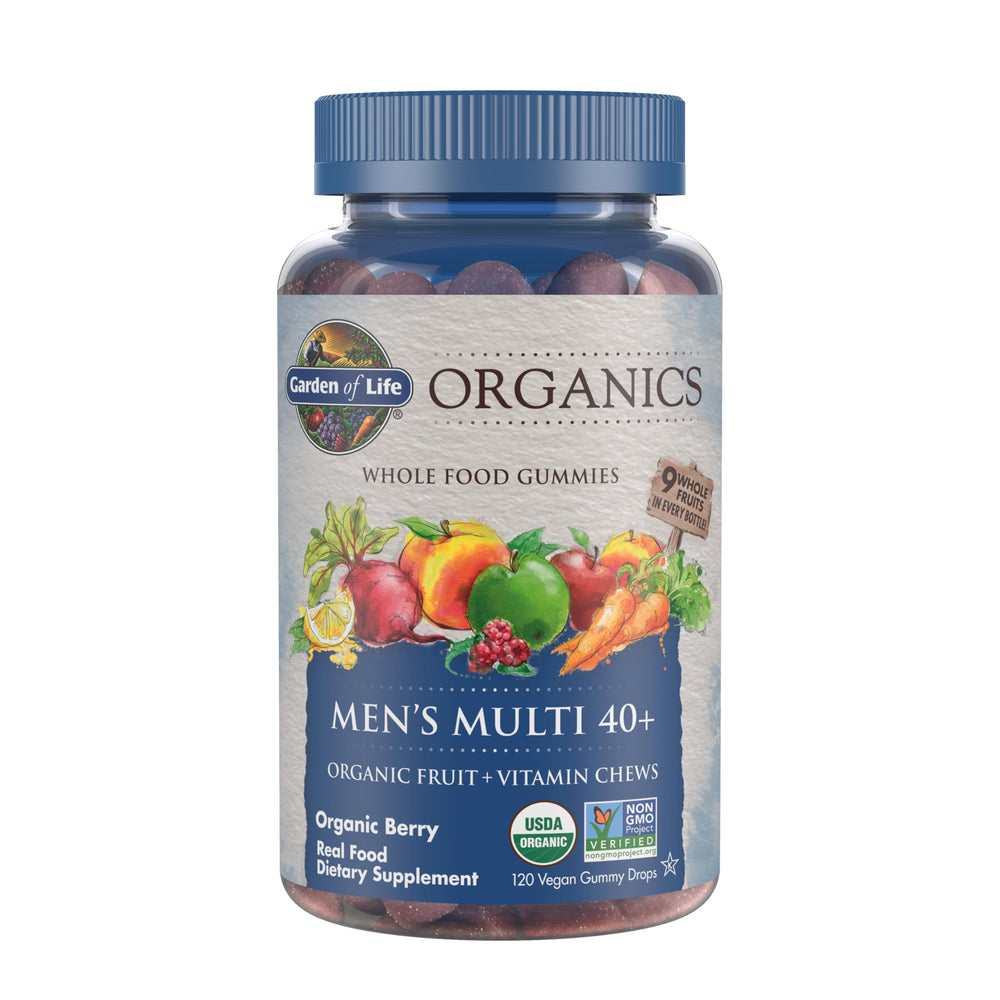 Garden of Life Organics Men 40+ Multi Gummies berry bottle for daily nutrition