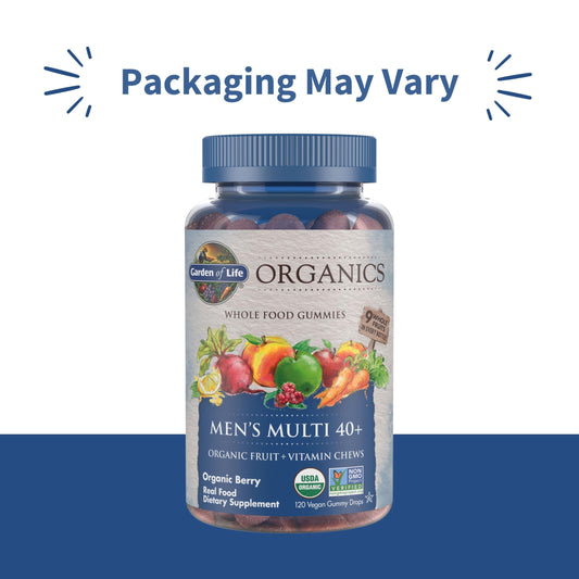 Closeup of Garden of Life Organics Men 40+ berry gummy