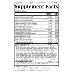 Garden of Life Organics prenatal label notes folate from lemon peel for daily support.