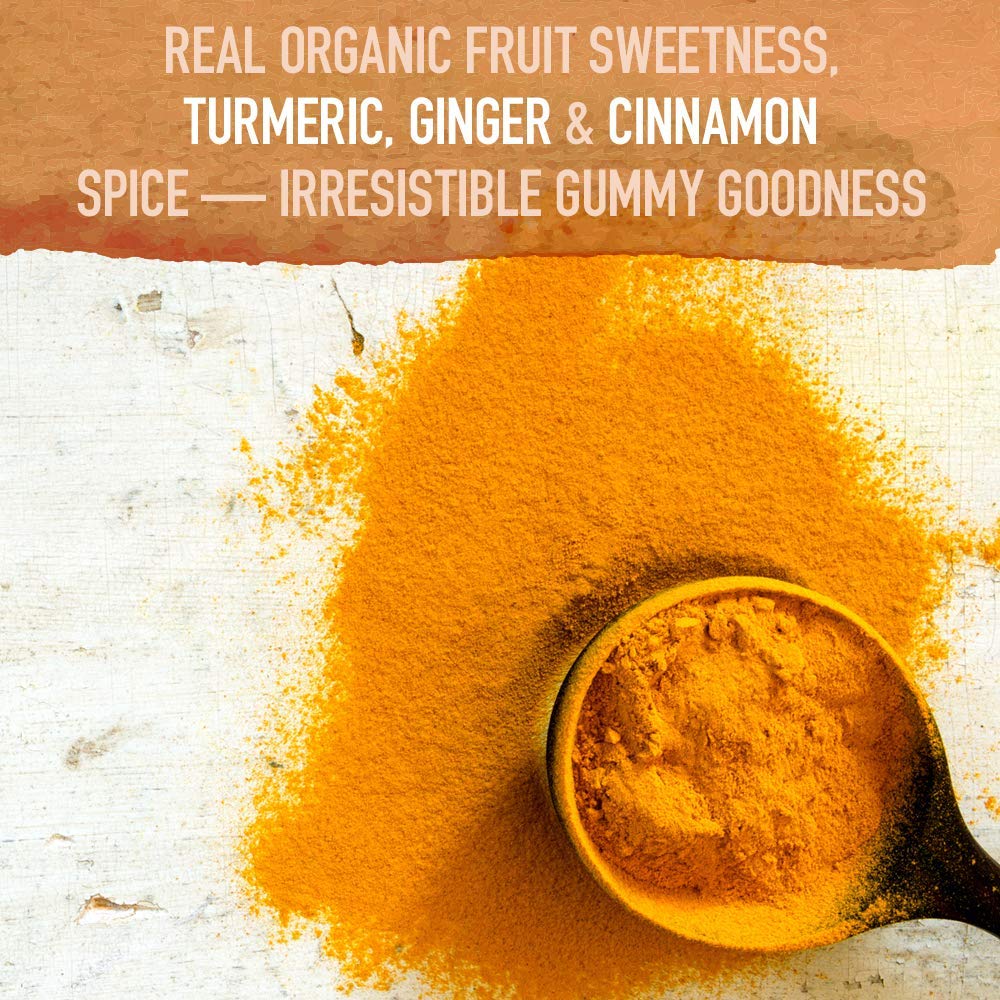 Ingredients blend of Garden of Life Organics Turmeric Gummy: turmeric, ginger, pepper, cinnamon for daily flavor.