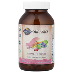 Garden of Life Organics Women's Multi label close-up highlighting organic certification