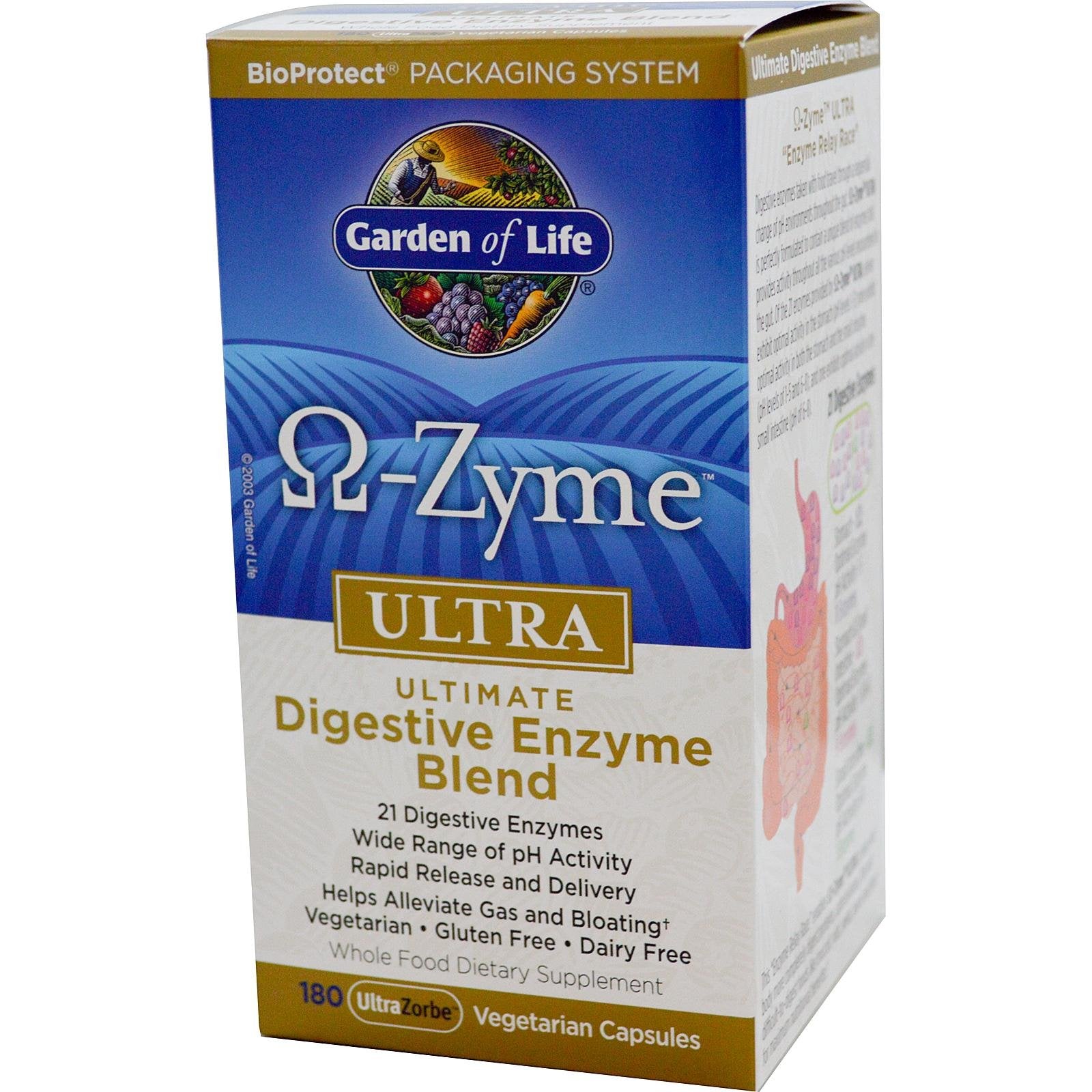 Garden of Life O-Zyme Ultra Ultimate Digestive Enzyme Blend bottle for daily enzyme support