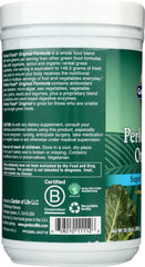 Garden of Life Perfect Food Powder ingredients spread showing greens and sprouts.