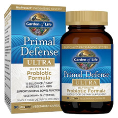 Garden of Life Primal Defense Ultra bottle with 90 capsules for daily digestive support