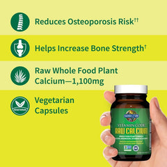 Garden of Life Raw Calcium bottle back with complete ingredient details