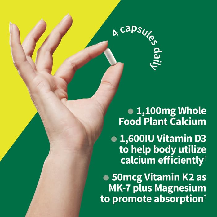 Close-up of Garden of Life Raw Calcium capsules with 120 capsules per bottle